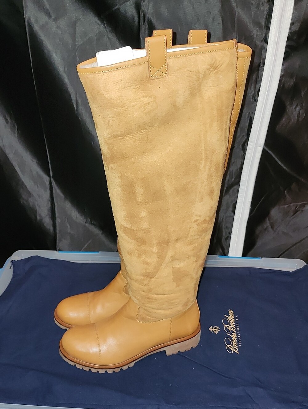 Brooks Brothers Tall Suede and Leather Over-the-Knee Boots in Tan